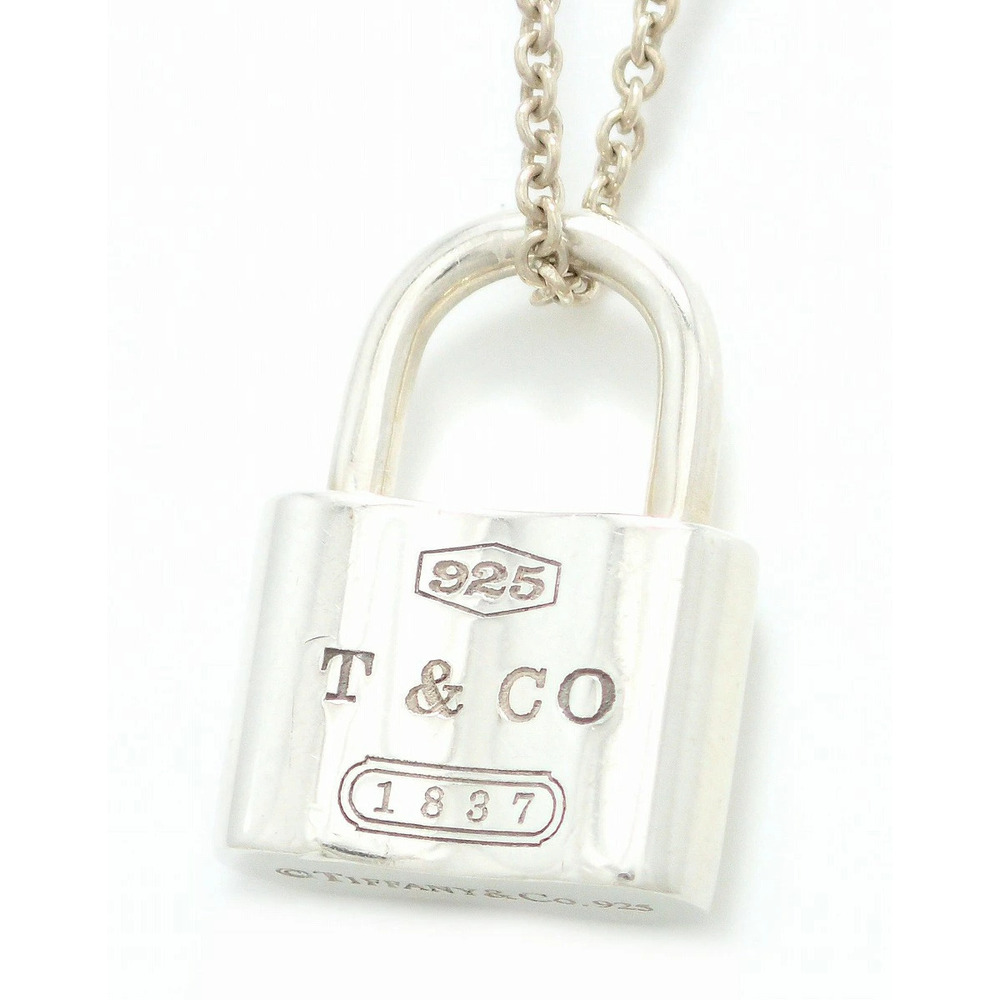 TIFFANYCo Tiffany Lock Pendant Necklace Key Motif Padlock Silver